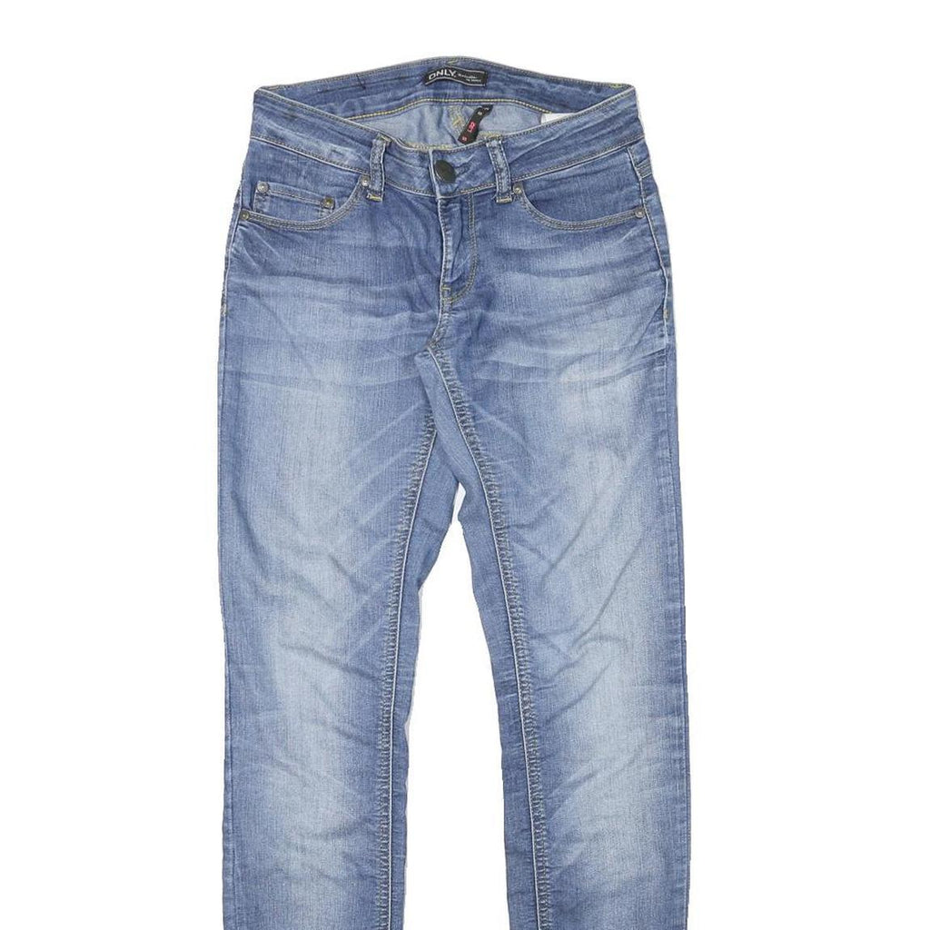 ONLY Womens Slim Blue Denim Light Wash Jeans W27 L31 Stretch Cotton Blend Zip