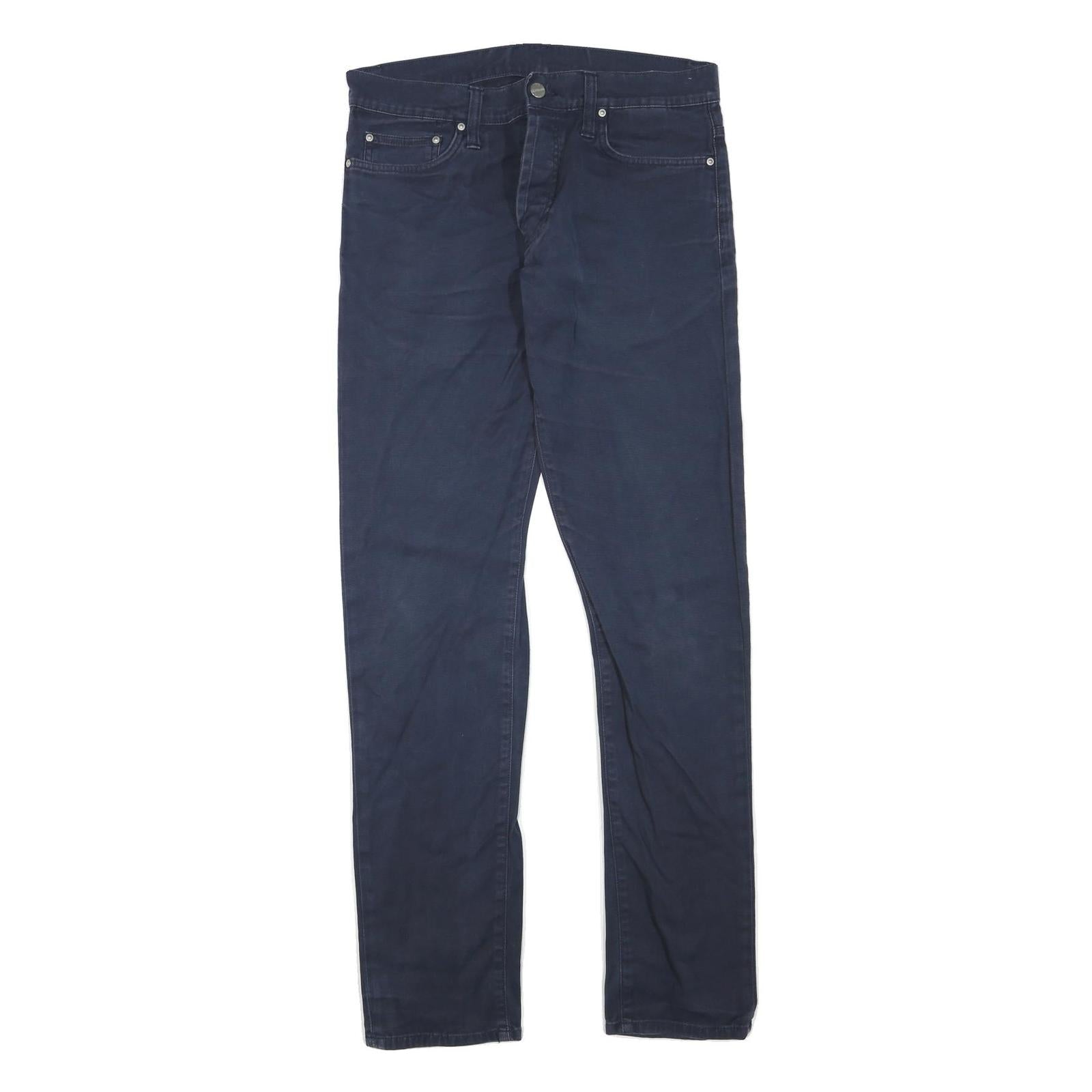 CARHARTT Womens Jeans Navy Blue Regular Straight Denim Woven W32 L34 Zip Cotton