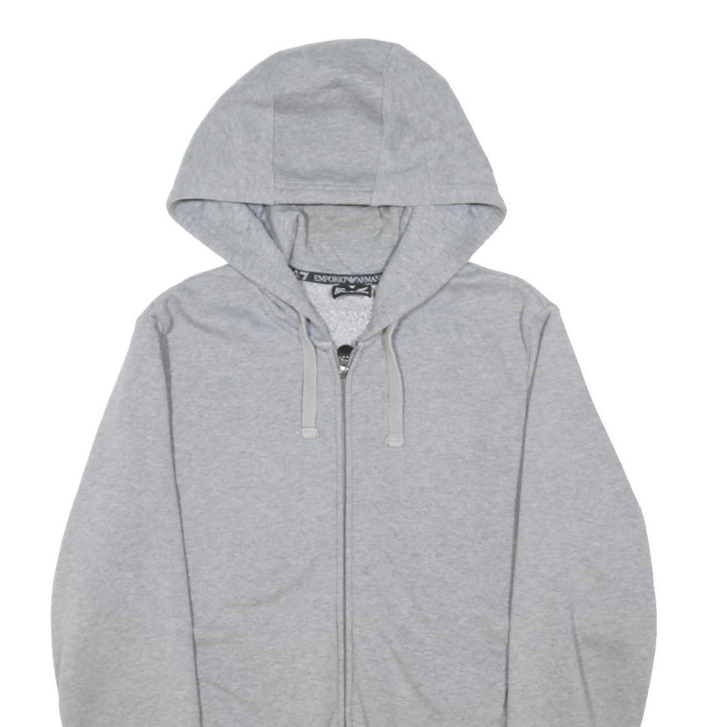 EA7 EMPORIO ARMANI Mens Grey Full Zip Hoodie M Cotton Blend Casual Wear