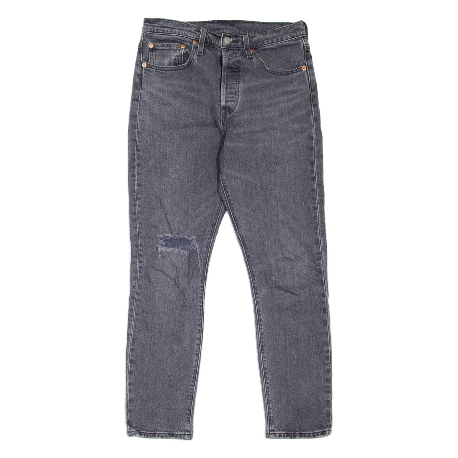 LEVI'S 501S Jeans BIG E Distressed Womens Grey Skinny Straight W27 L28