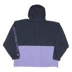 CHAMPION Mens Navy & Purple Half Zip Nylon Jacket 2XL Hooded Sportswear Casual