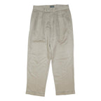 DOCKERS Mens Classic Beige Cotton Blend Trousers W32 L29 Button Closure Formal