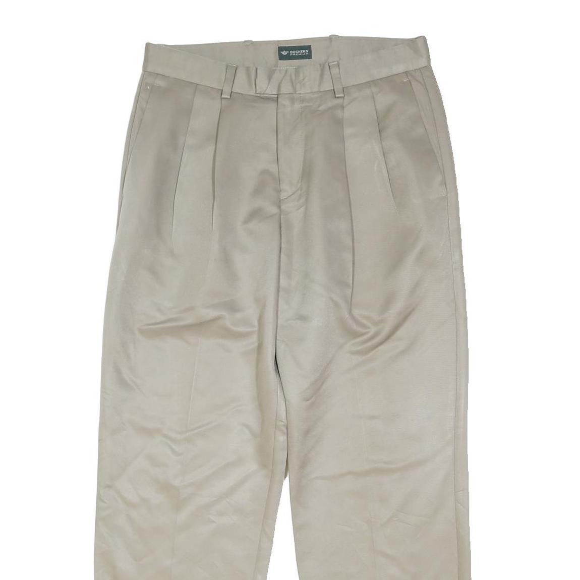 DOCKERS Mens Classic Beige Cotton Blend Trousers W32 L29 Button Closure Formal