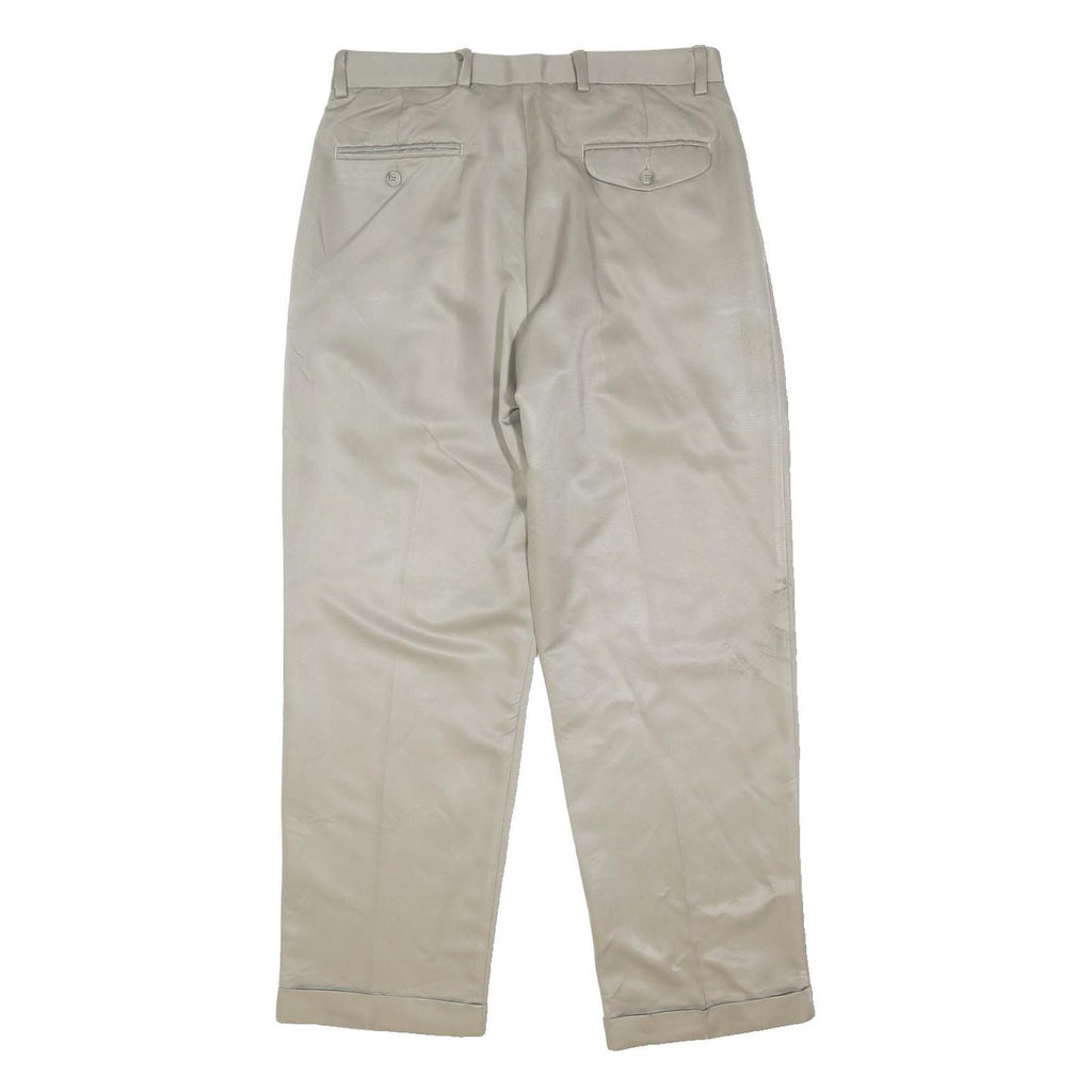 DOCKERS Mens Classic Beige Cotton Blend Trousers W32 L29 Button Closure Formal