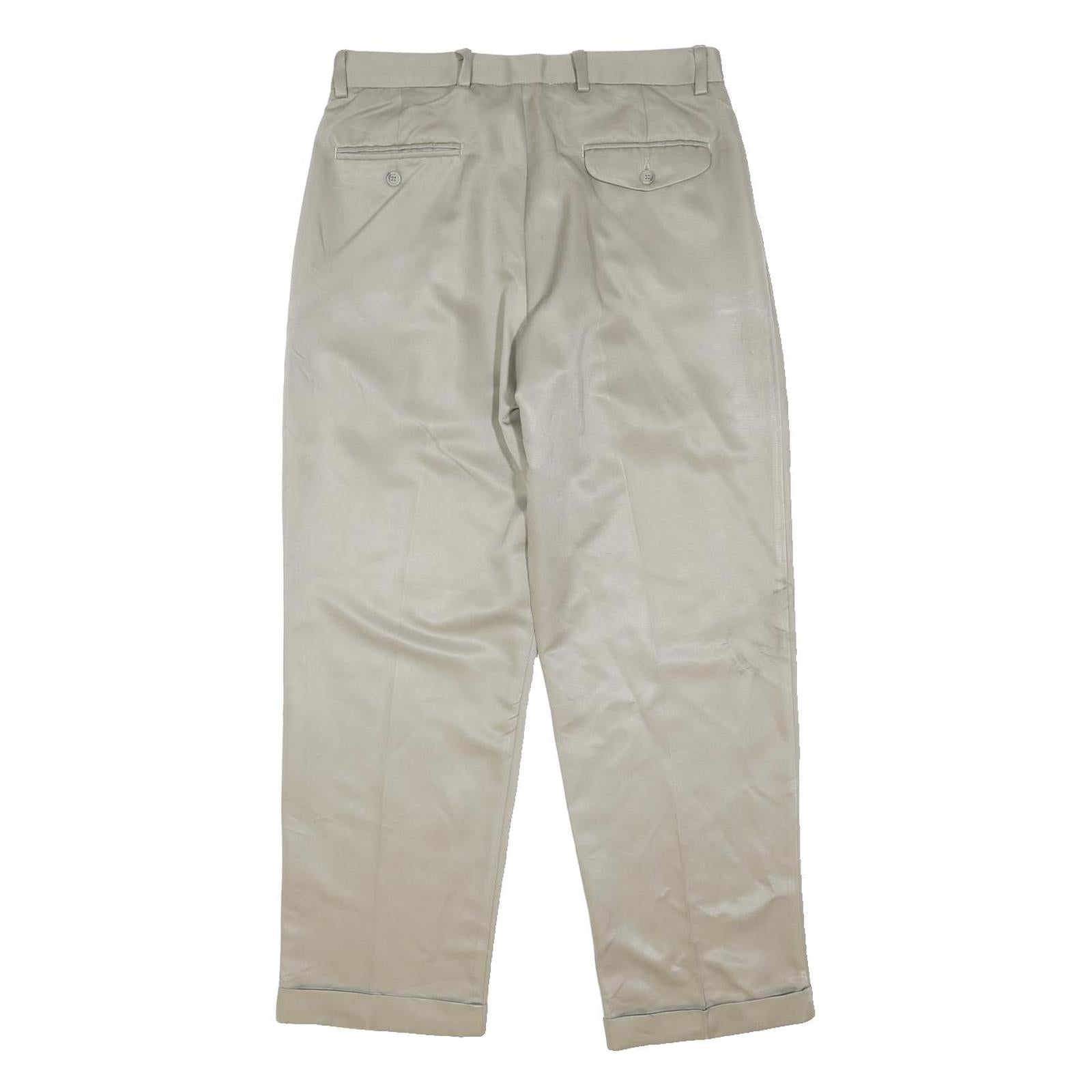 DOCKERS Mens Classic Beige Cotton Blend Trousers W32 L29 Button Closure Formal