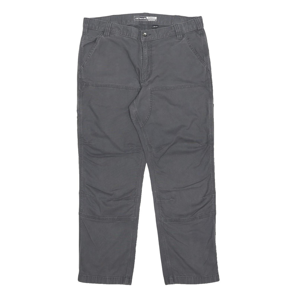 CARHARTT Mens Cotton Blend Grey Relaxed Leg Trousers W36 L30 Workwear Durable