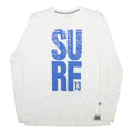 NIKE Mens White Blue Graphic T-Shirt L Long Sleeve Crew Neck Supreme 13 College