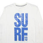 NIKE Mens White Blue Graphic T-Shirt L Long Sleeve Crew Neck Supreme 13 College