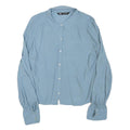 ZARA Womens Blue Shirt Long Sleeve Point Collar Plain L Lightweight