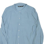 ZARA Womens Blue Shirt Long Sleeve Point Collar Plain L Lightweight