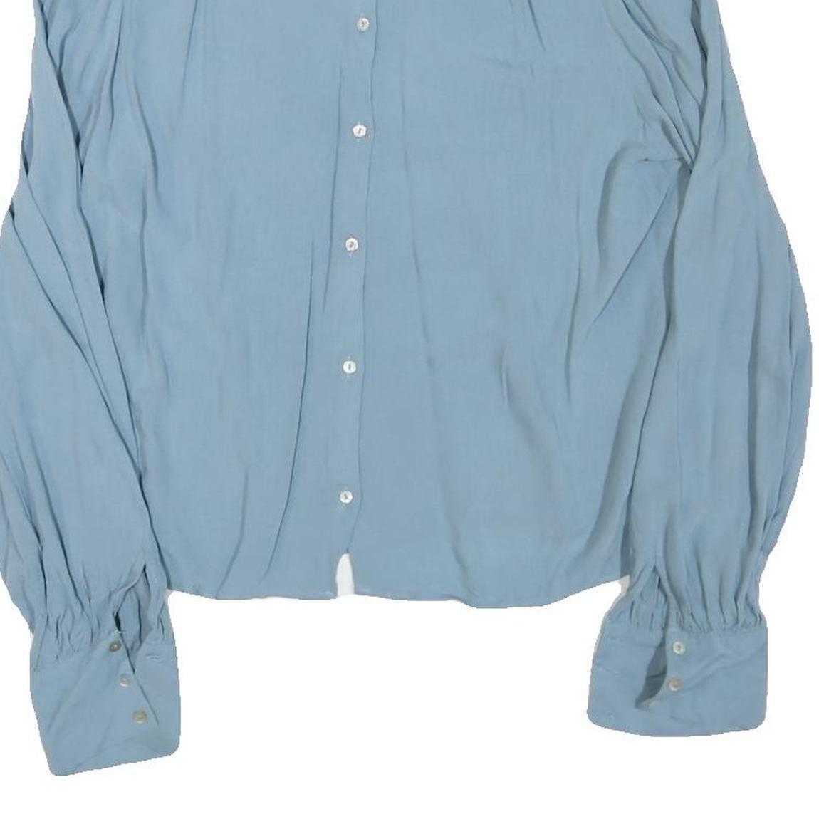 ZARA Womens Blue Shirt Long Sleeve Point Collar Plain L Lightweight