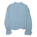 ZARA Womens Blue Shirt Long Sleeve Point Collar Plain L Lightweight