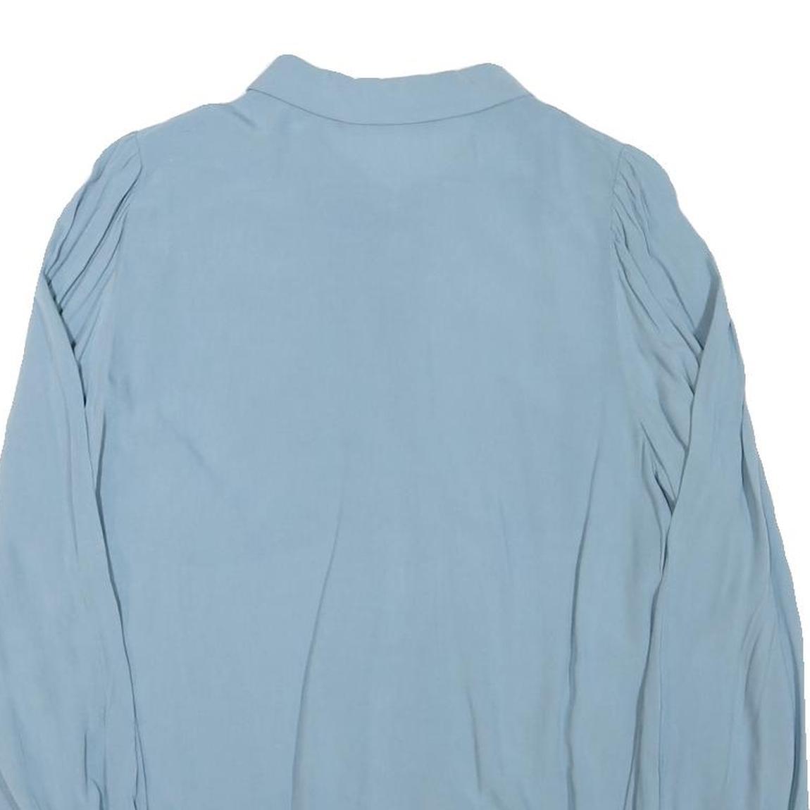 ZARA Womens Blue Shirt Long Sleeve Point Collar Plain L Lightweight