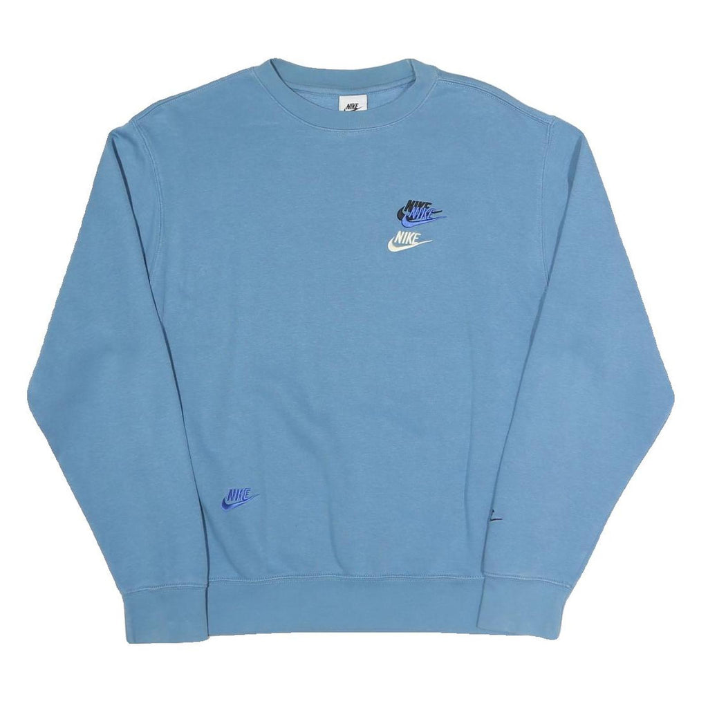 NIKE Mens Blue Crew Neck S Logo Sweatshirt Cotton Blend Casual Pullover