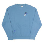 NIKE Mens Blue Crew Neck S Logo Sweatshirt Cotton Blend Casual Pullover