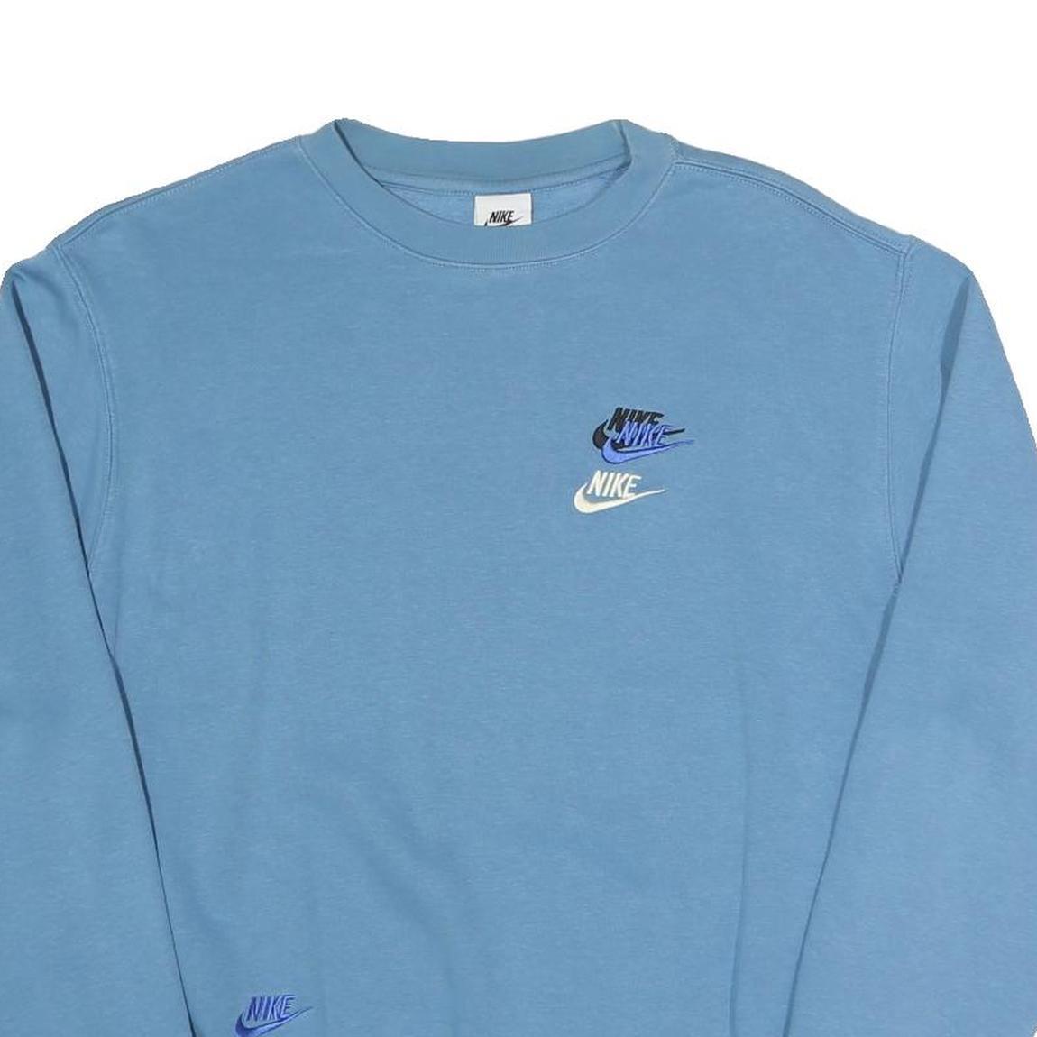 NIKE Mens Blue Crew Neck S Logo Sweatshirt Cotton Blend Casual Pullover