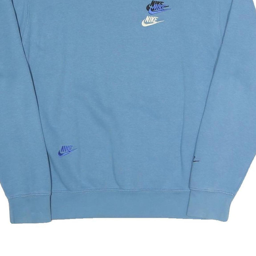 NIKE Mens Blue Crew Neck S Logo Sweatshirt Cotton Blend Casual Pullover