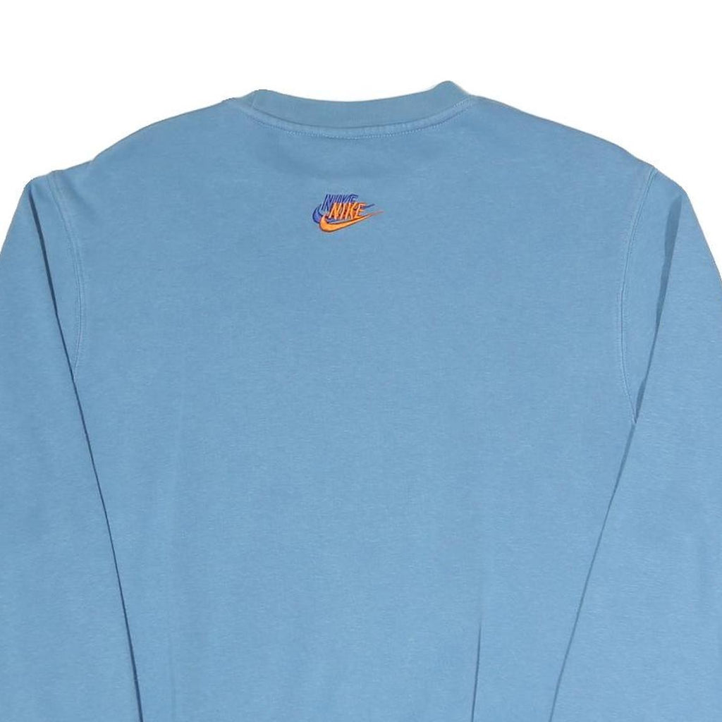 NIKE Mens Blue Crew Neck S Logo Sweatshirt Cotton Blend Casual Pullover