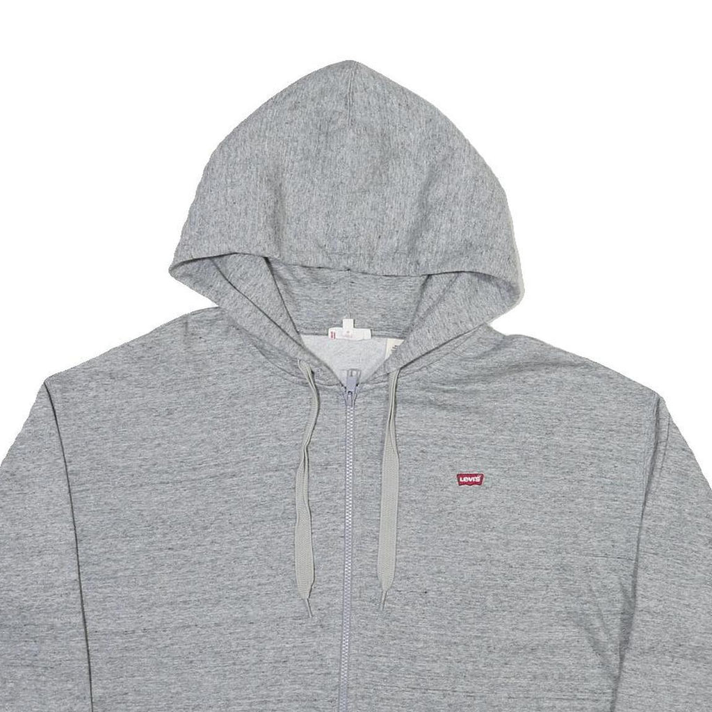 LEVI'S Womens Grey Zip Up Hoodie L Cropped Casual Cotton Blend Sweatshirt