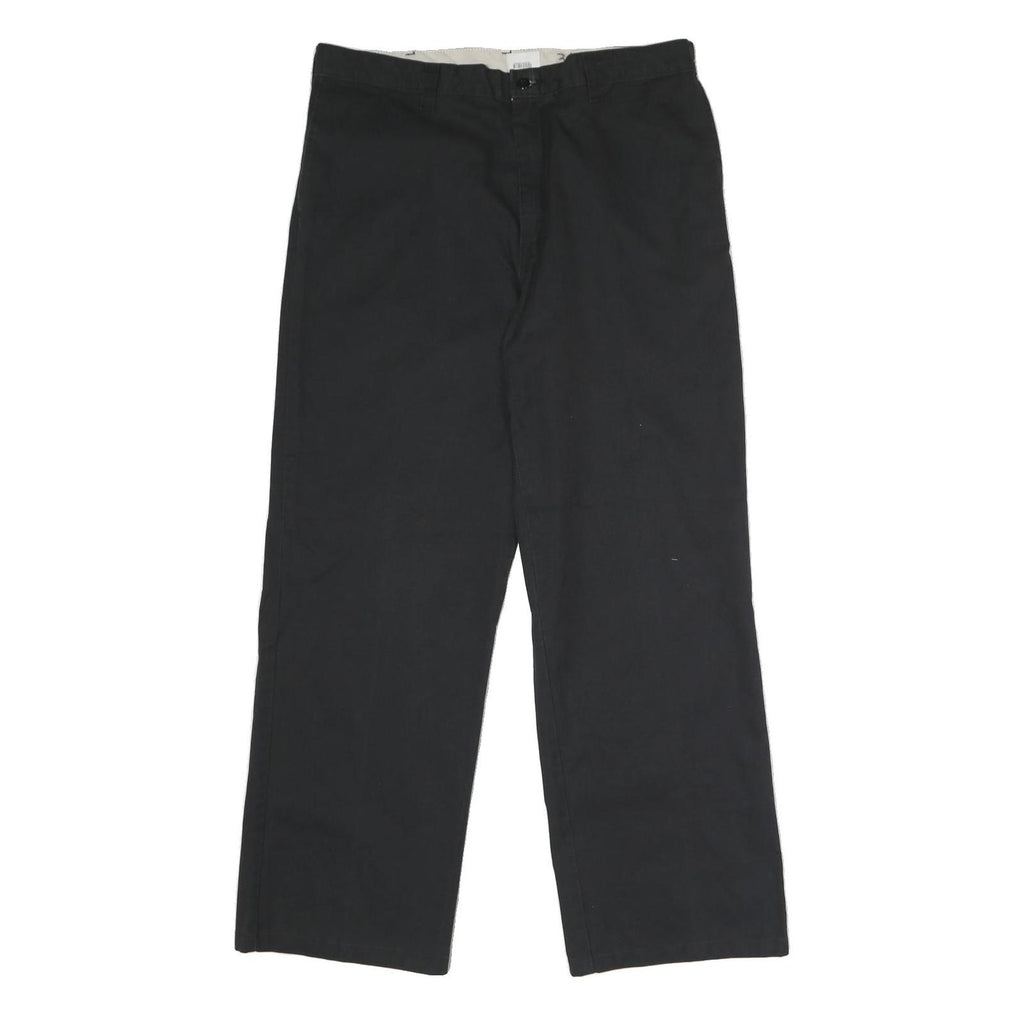 DICKIES Mens Polyester Blend Black Regular Straight Trousers W36 L30 Workwear