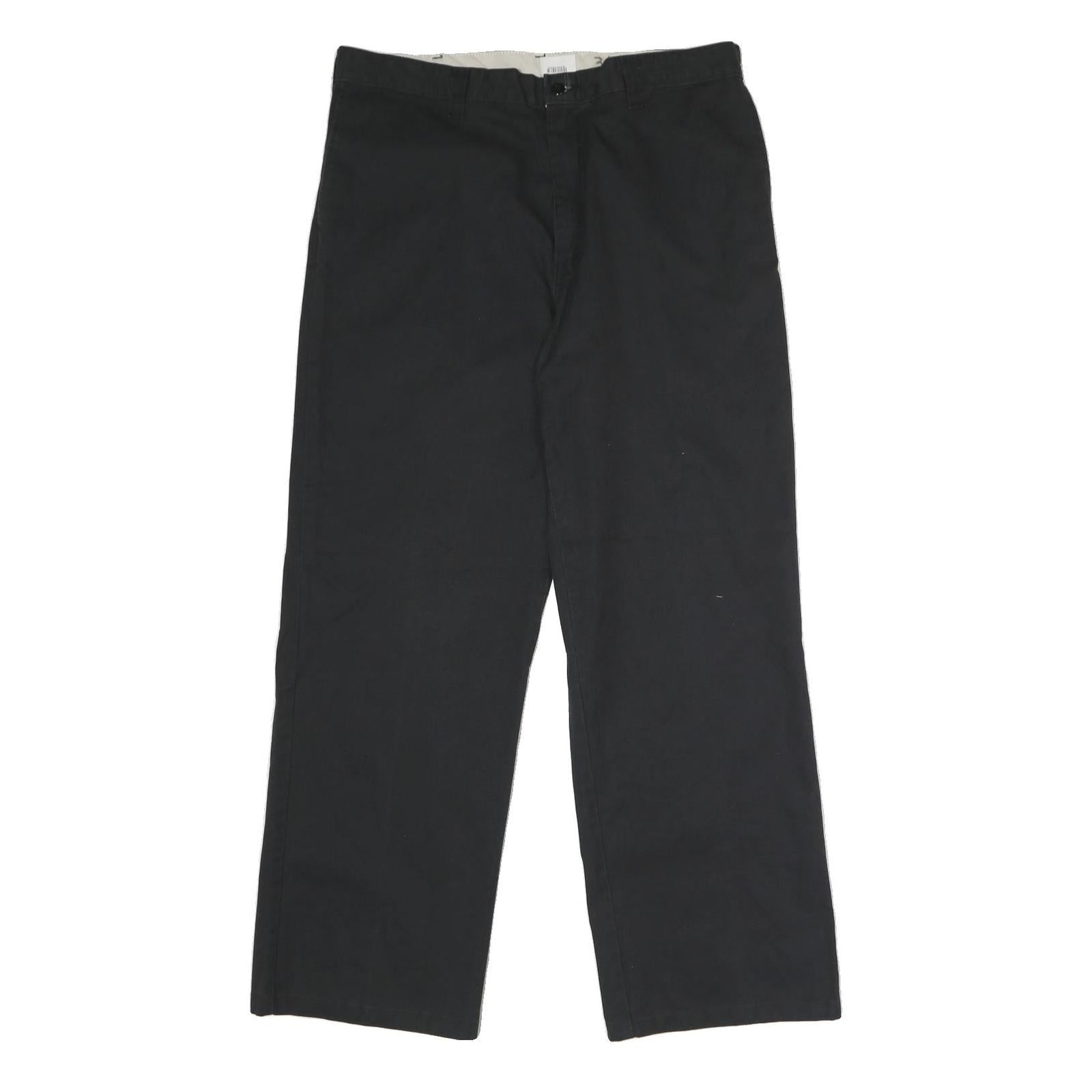 DICKIES Mens Polyester Blend Black Regular Straight Trousers W36 L30 Workwear