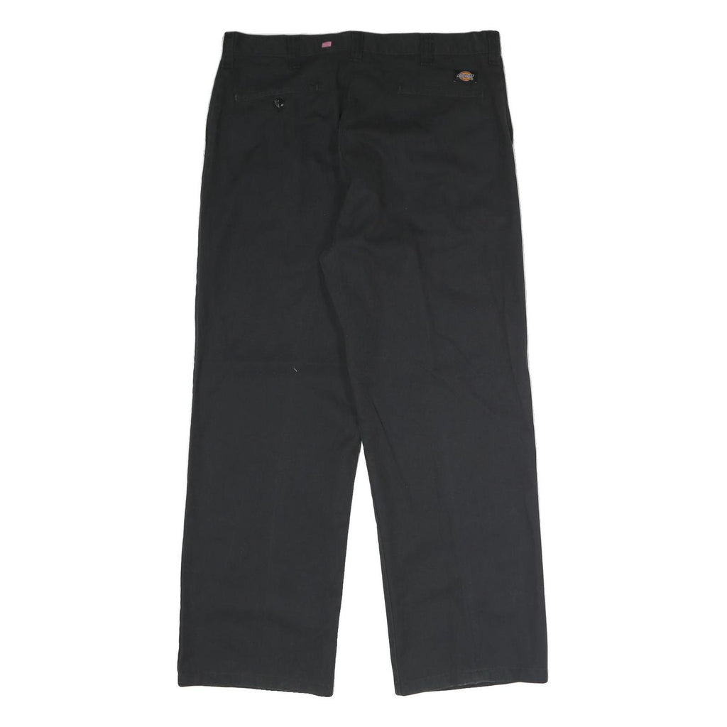 DICKIES Mens Polyester Blend Black Regular Straight Trousers W36 L30 Workwear