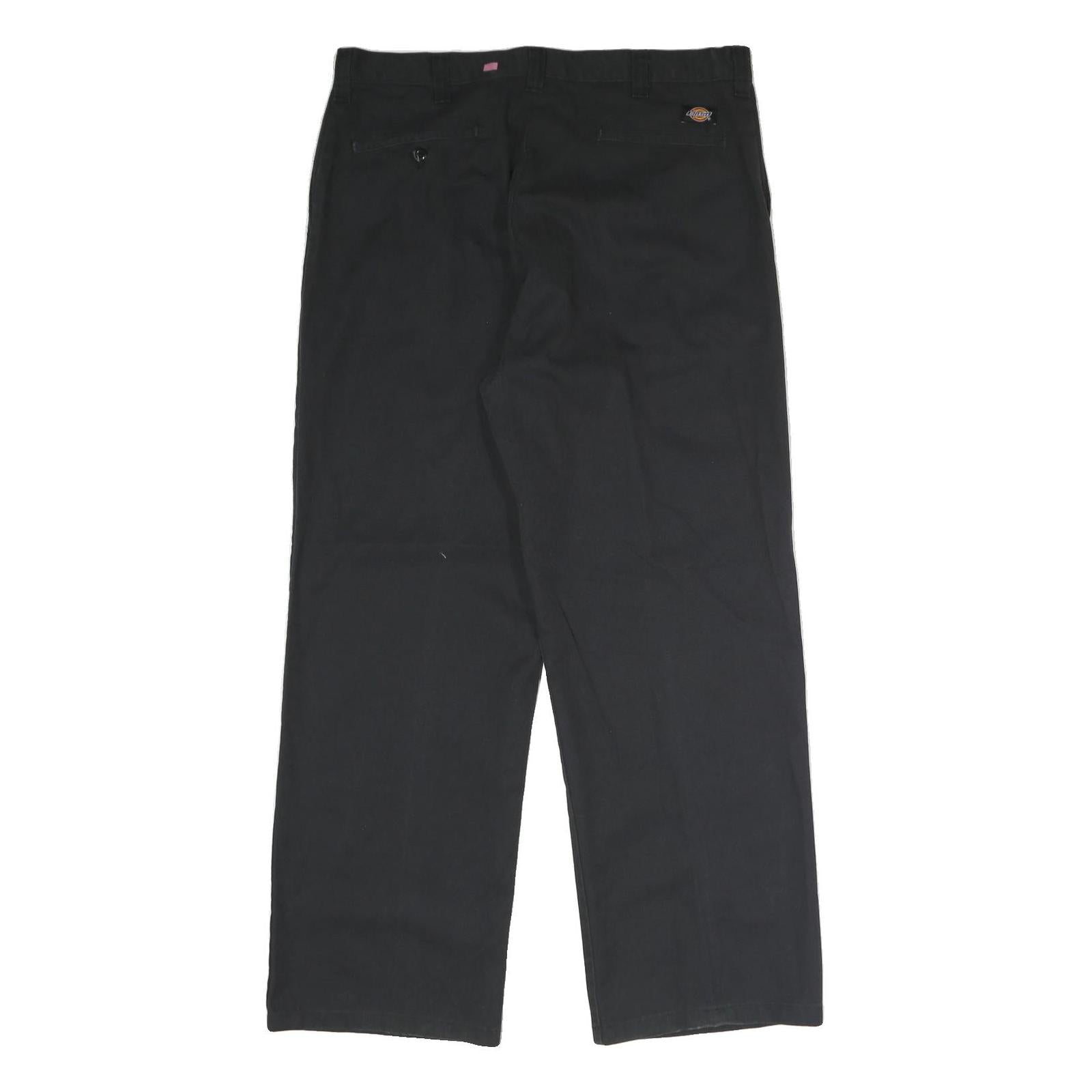 DICKIES Mens Polyester Blend Black Regular Straight Trousers W36 L30 Workwear