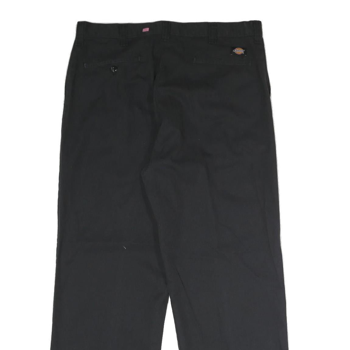 DICKIES Mens Polyester Blend Black Regular Straight Trousers W36 L30 Workwear