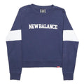 NEW BALANCE Womens Navy & White Sweatshirt S Crew Neck Cotton Blend Casual