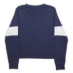 NEW BALANCE Womens Navy & White Sweatshirt S Crew Neck Cotton Blend Casual