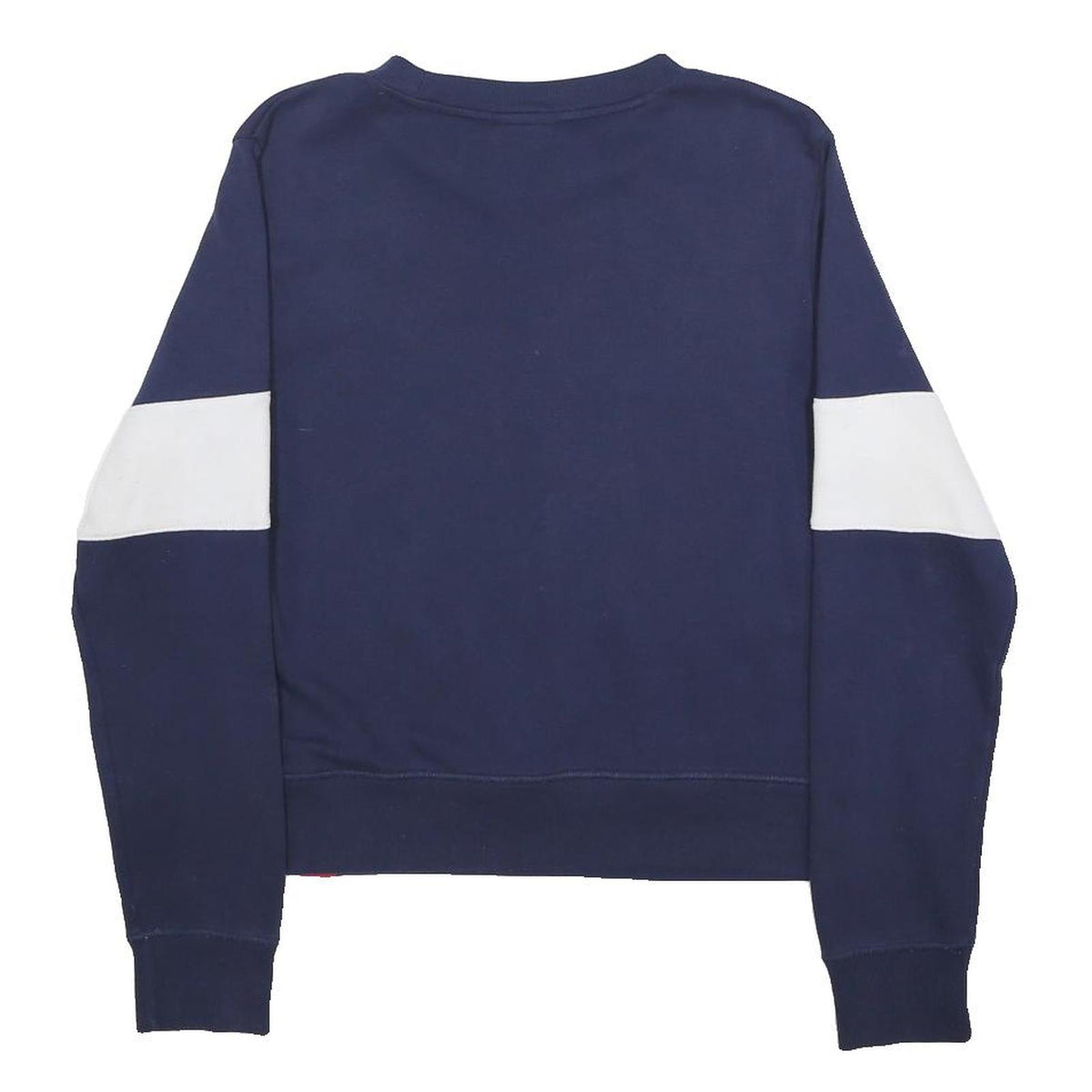 NEW BALANCE Womens Navy & White Sweatshirt S Crew Neck Cotton Blend Casual