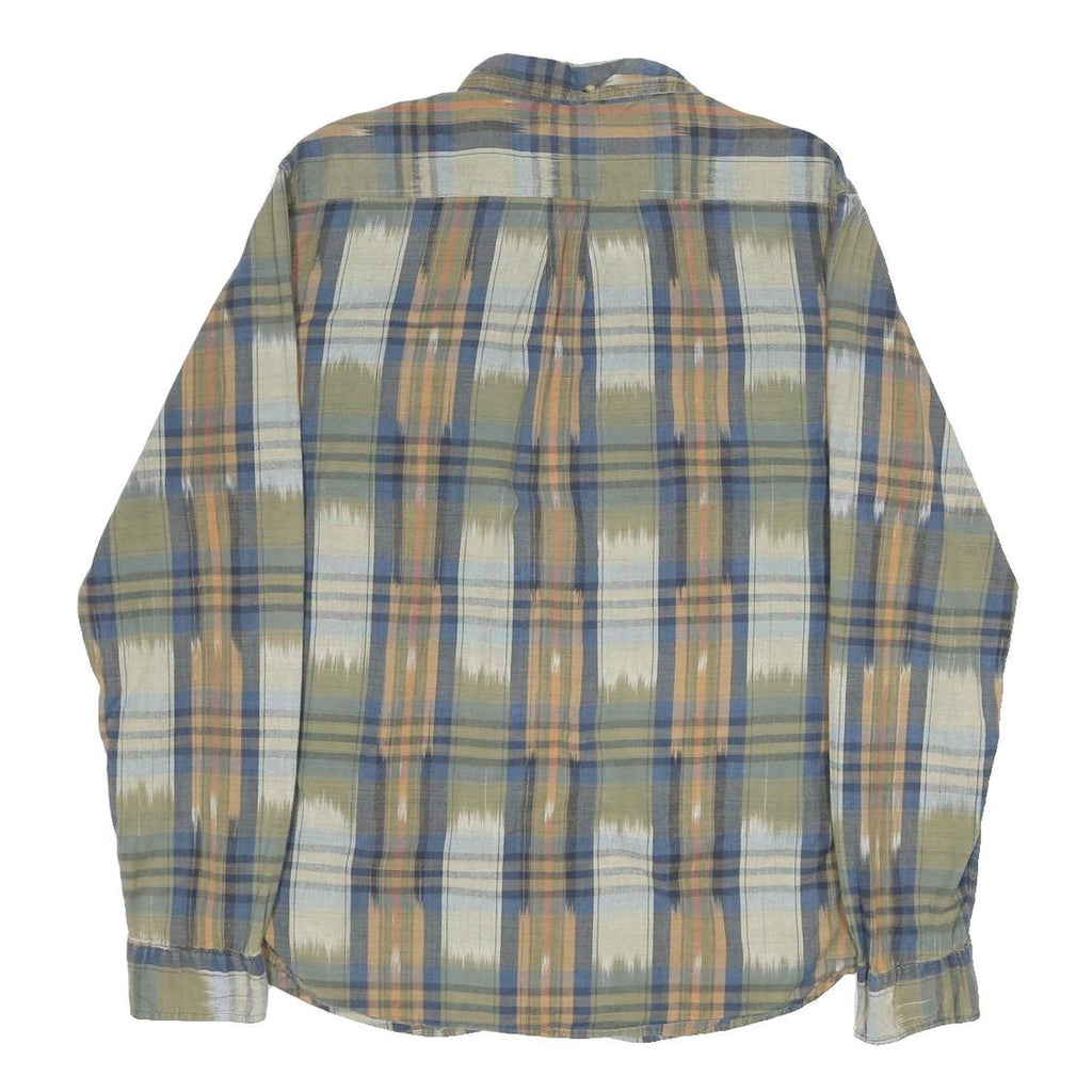 LEVI'S Mens Blue & Beige Cotton Plaid Shirt L Casual Check Long Sleeve
