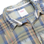 LEVI'S Mens Blue & Beige Cotton Plaid Shirt L Casual Check Long Sleeve