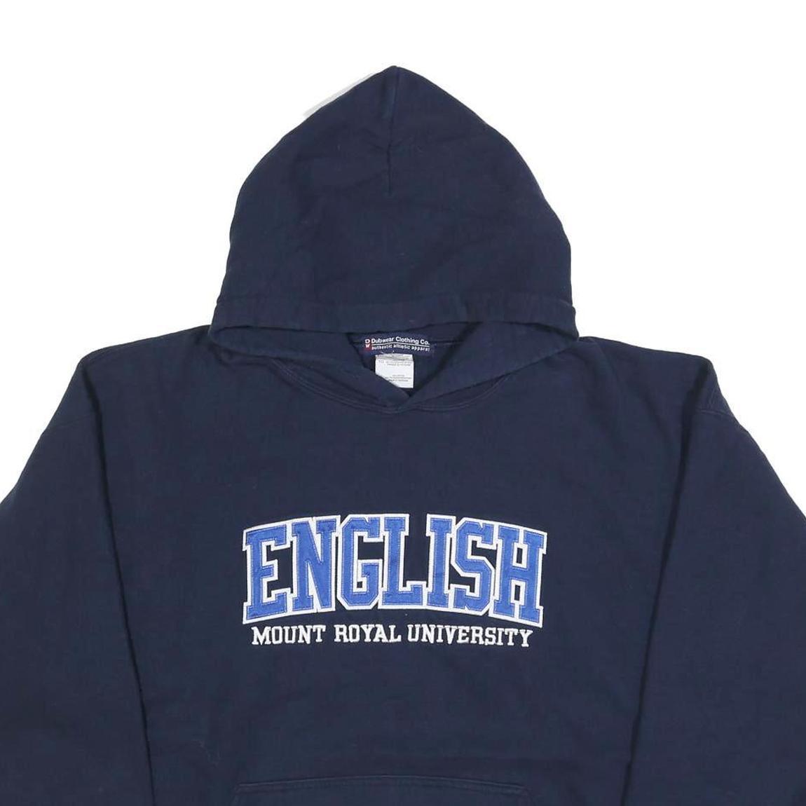 DUBWEAR CLOTHING Womens Navy Blue English Mount Royal University Hoodie XL