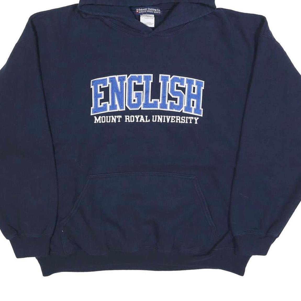 DUBWEAR CLOTHING Womens Navy Blue English Mount Royal University Hoodie XL