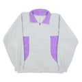 Womens White & Lilac Colourblock Zip Up Polyester Fleece Jacket L Casual