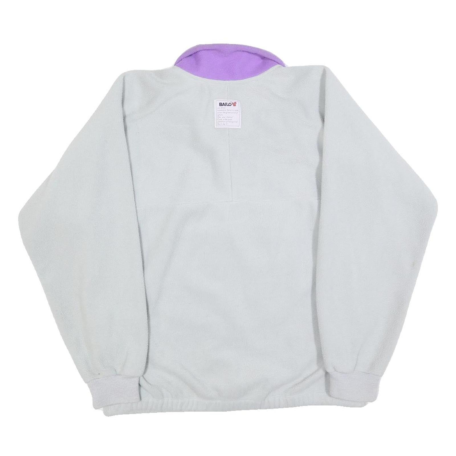 Womens White & Lilac Colourblock Zip Up Polyester Fleece Jacket L Casual