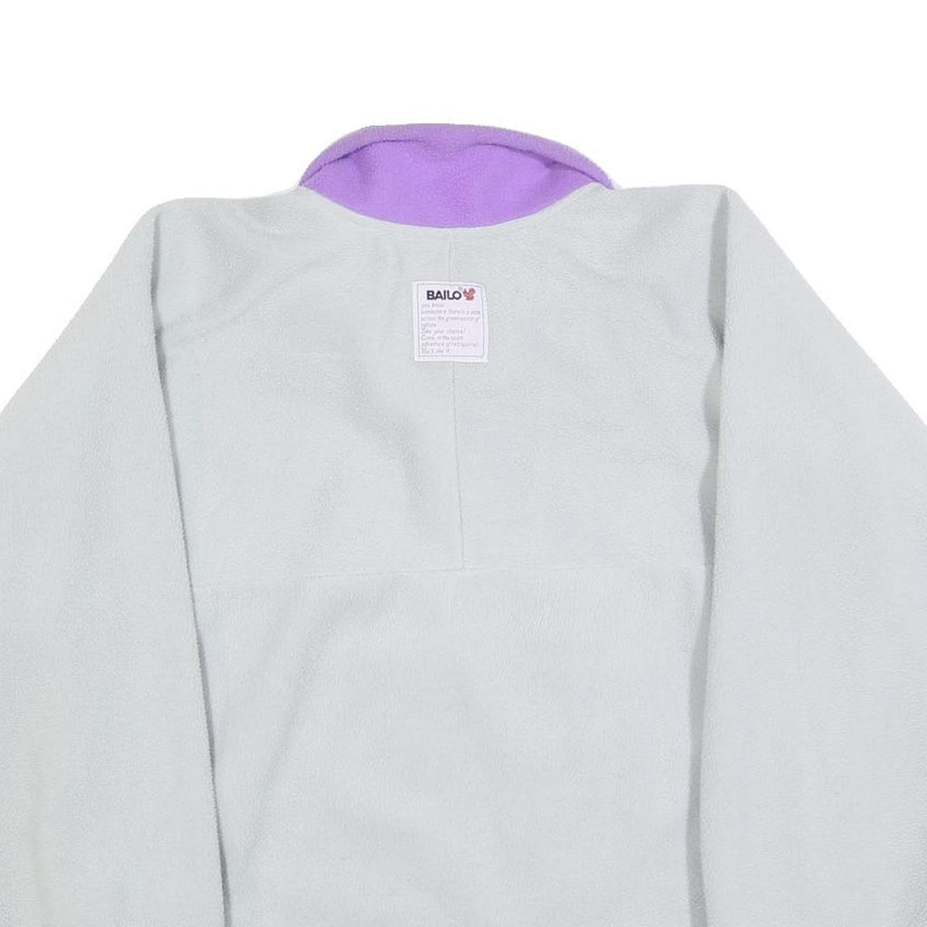 Womens White & Lilac Colourblock Zip Up Polyester Fleece Jacket L Casual