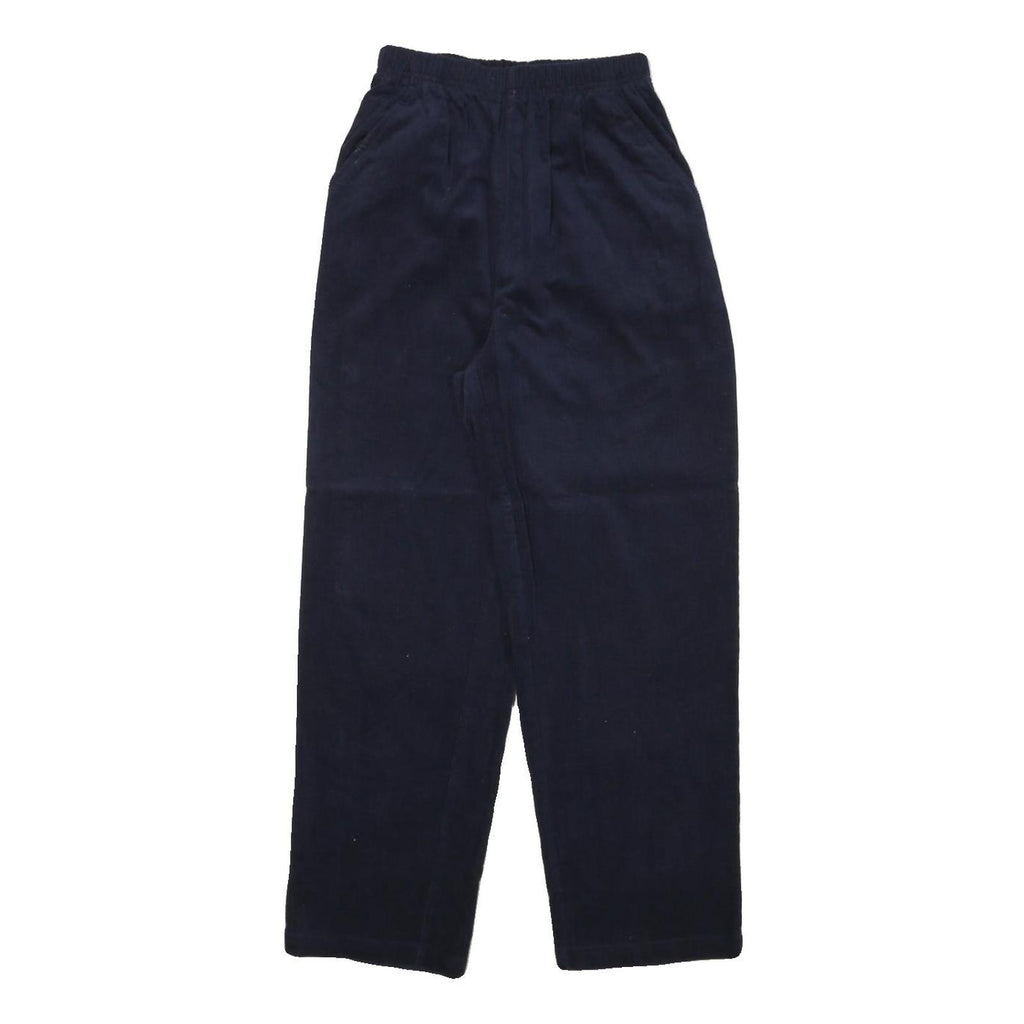 Womens Cotton Blend Navy Relaxed Straight Leg Trousers W22 L26 Comfortable