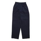 Womens Cotton Blend Navy Relaxed Straight Leg Trousers W22 L26 Comfortable