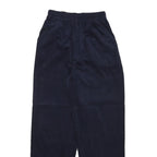Womens Cotton Blend Navy Relaxed Straight Leg Trousers W22 L26 Comfortable