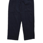 Womens Cotton Blend Navy Relaxed Straight Leg Trousers W22 L26 Comfortable