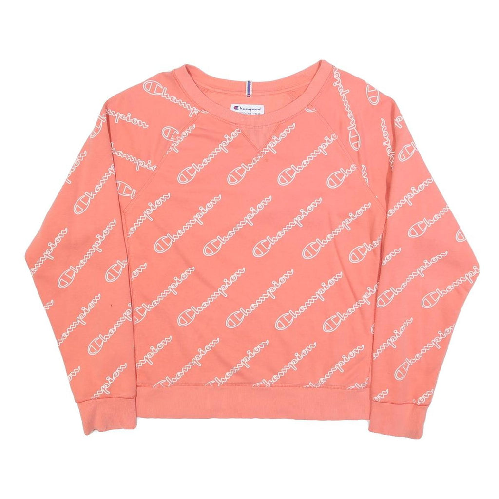 CHAMPION Womens Peach Sweatshirt Crew Neck L Cotton Blend Pullover Casual
