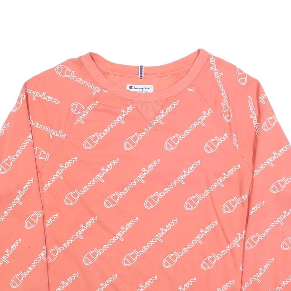 CHAMPION Womens Peach Sweatshirt Crew Neck L Cotton Blend Pullover Casual