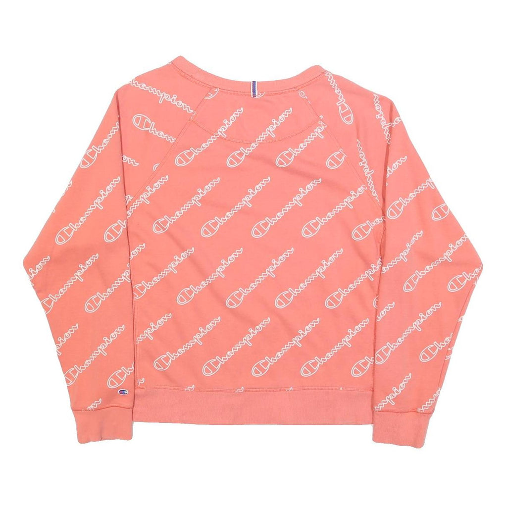 CHAMPION Womens Peach Sweatshirt Crew Neck L Cotton Blend Pullover Casual