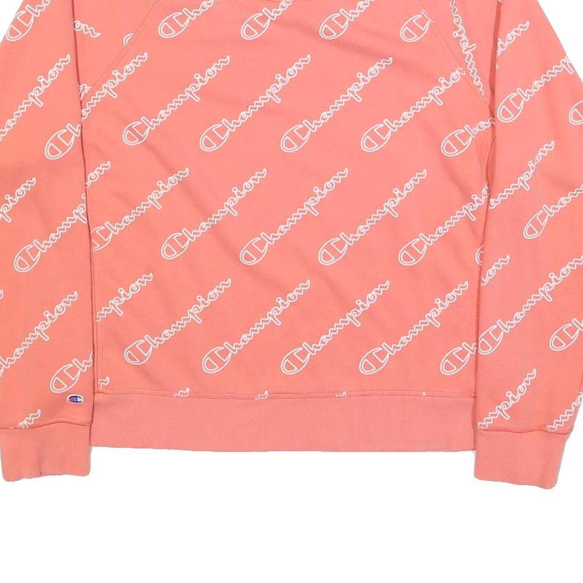CHAMPION Womens Peach Sweatshirt Crew Neck L Cotton Blend Pullover Casual