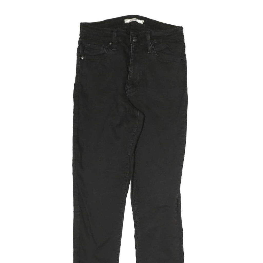 LEVI'S 721 Womens Slim Black Denim Raw Zip Jeans W28 L29 Stylish Stretch