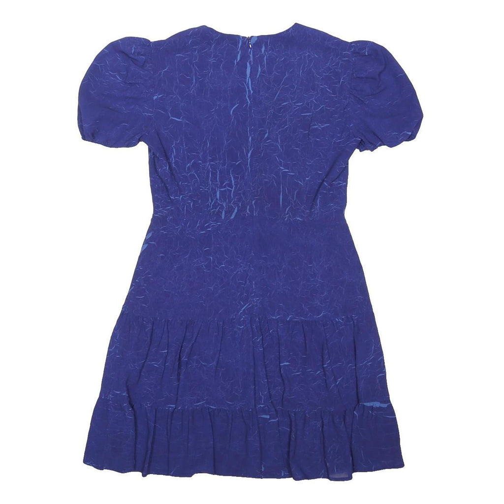 FRENCH CONNECTION Womens Blue Fit & Flare Polyester Blend Dress Short Sleeve