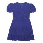 FRENCH CONNECTION Womens Blue Fit & Flare Polyester Blend Dress Short Sleeve