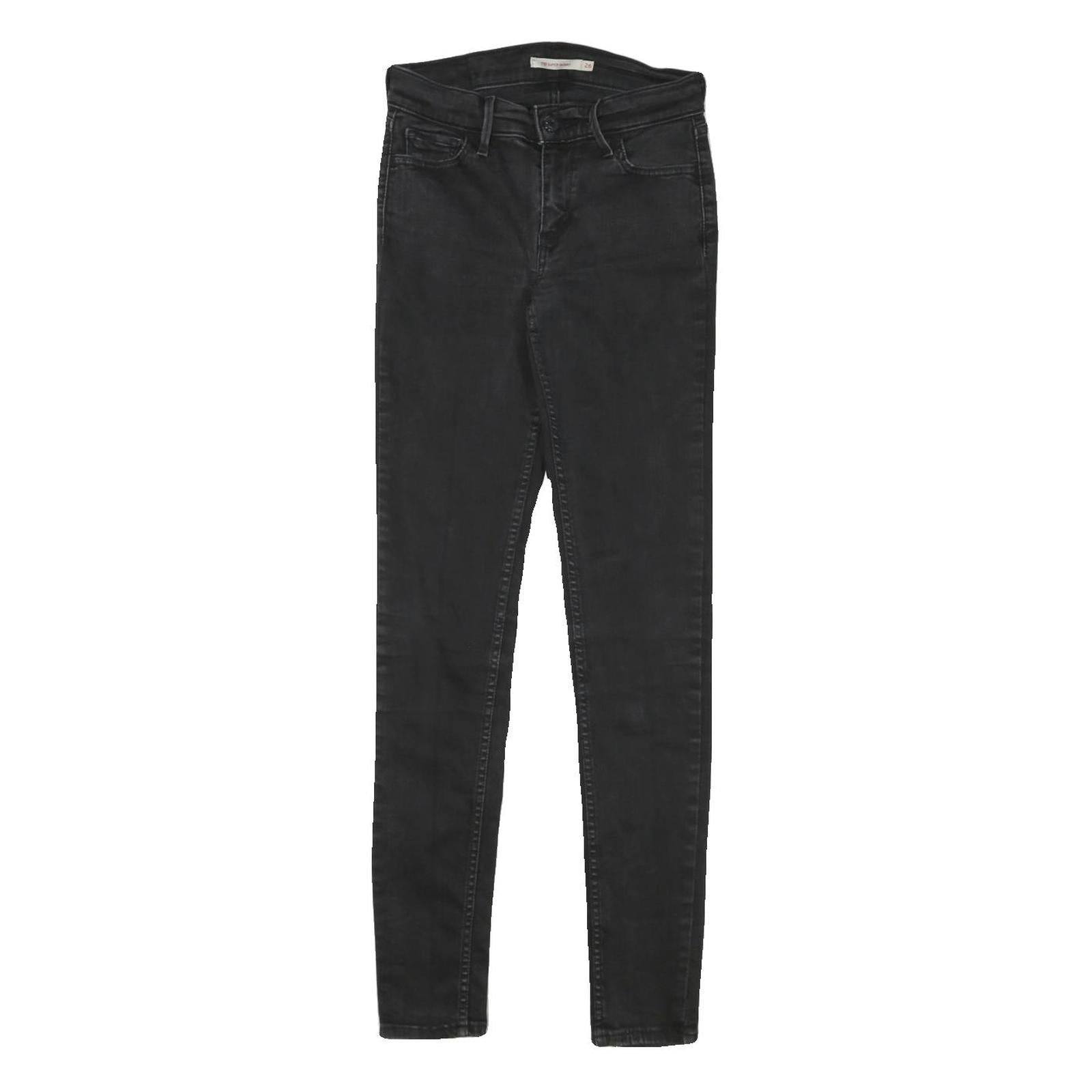 LEVI'S 710 Womens Jeans Black Slim Skinny Denim W24 L29 Stretch Zip Fastening